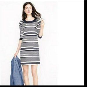 J.Crew Jules Silk Stripe Shift Dress Sz 4 navy off white